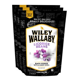 Wiley Wallaby 7.05 Ounce Classic Black Gourmet Australian Style Soft & Chewy Licorice Candy Beans, 3 Pack
