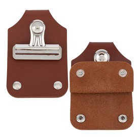 OLYCRAFT 2Pcs Brown Leather Show Number Holder 105x67x57mm PU Leather and Iron Show Number Clip Holder for Plate Support