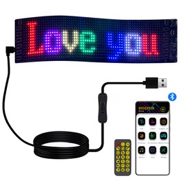 Plikapli Programmable Flexible LED Sign 15''x4'' Scrolling Bright Advertising LED Car Sign Ultra-Thin Flexible Bluetooth LED Screen with APP Control USB 5V LED Signs for Car Store Bar Home Office