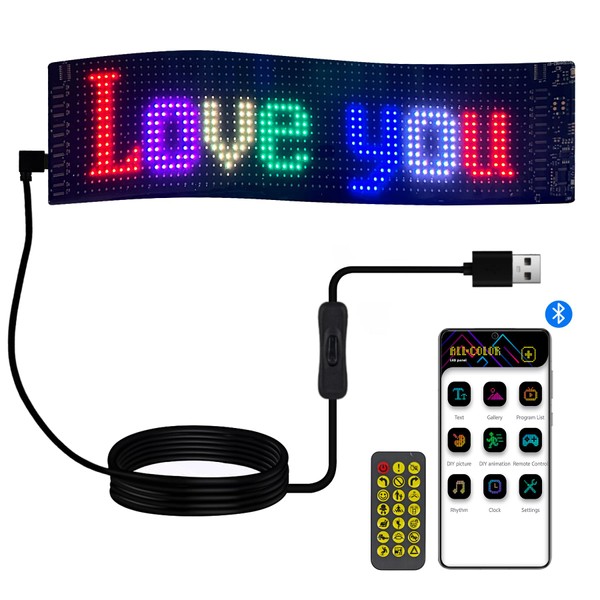 Plikapli Programmable Flexible LED Sign 15''x4'' Scrolling Bright Advertising LED