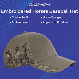 SAGEFINDS Embroidered Horses Baseball Hat | Barn Cap for Women | Gift for Horse Lovers | Stable | Equestrian | Cotton Twill | Adjusts to Fit Most