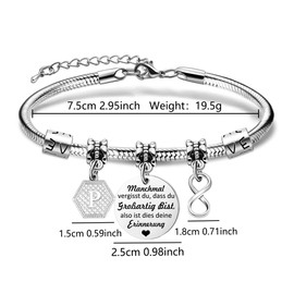 Yumioxa Unique Bracelets Gift Encourage Women Name Letter Bracelets Stainless Steel Bracelet Jewellery Infinity Pendant Graduation Birthday Party Gift, Stainless Steel
