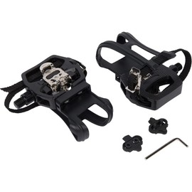 SPD Pedals for Bike with Toe Cages (SPD Cleats Included) - 2-in-1 SPD Shimano Clip Pedals with Toe Straps - Compatible with Peloton, NordicTrack, Other Bikes with 9/16” Spindle