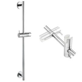 SKOWLL Shower Slide Bar with Adjustable Handheld Shower Head Holder 26-Inch Bathroom Slide Bar and Holder No Drill, Polished Chrome