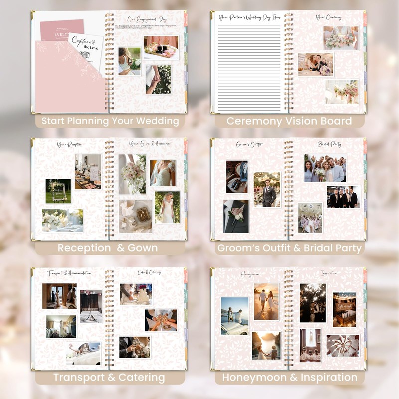 Wedding Planner Book and Organizer, Bridal Planning Binder with Tabs&Pocket