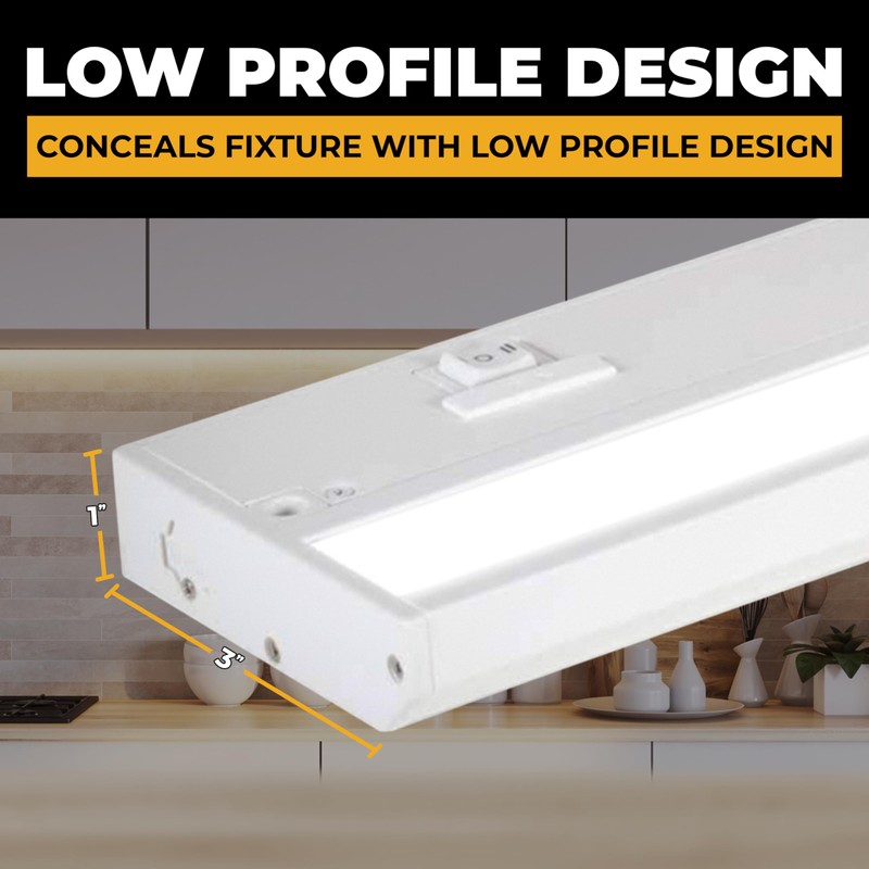 LED Under Cabinet Lighting Hardwired - 3CCT 18 Inch White