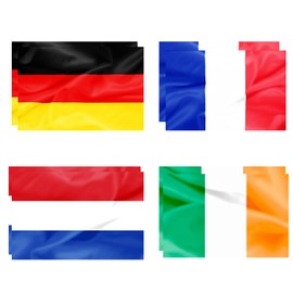 4 Countries Nations Flags 5ft x 3ft for Summer Olympics, 8Pcs Double Sides Printed Flags France,netherland,Ireland,Germany for Party Garden Street Decoration