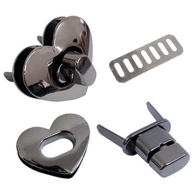 12 pcs Craft Heart Shape Turn Locks Set for Gift Box Case Photograph Album Leather Fabric Wallet Set ((Black)