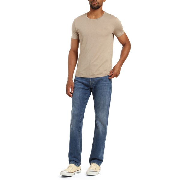 Mavi Zach - Jeans de pierna recta de tiro regular para hombre, Mid Indigo Brushed Williamsburg, 42W x 32L