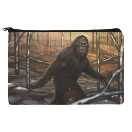 Bigfoot Sasquatch Walking in The Woods Pencil Pen Organizer Zipper Pouch Case