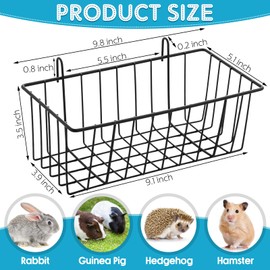 Therwen 4 Pcs Rabbit Hay Feeder Guinea Pig Heavy Duty Metal Frame Hay Rack with Hooks Cage Hanging Holder for Bunny Chinchilla Small Animals Accessories(9.8 x 5.1 x 3.5 Inches)