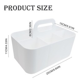 WSAMJIN Multipurpose Caddy Organizer, 5 Slots Basket Bin with Handle, Plastic Art Supply Storage Organizer Stackable Desk Organiser Make Up Caddy for Office, Bathroom, Crafts (24.6×15.3×11.3cm)