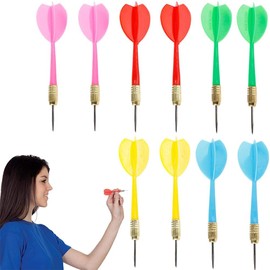 10 metal-tipped darts, darts, suitable for beginners, birthday parties, wedding games, bars, offices, etc. (5 colours)