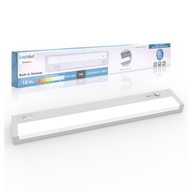 Leetdud LED Under Cabinet Lighting with Dimmer Hardwired or Plug in, 18 Inch Dimmable, 5 Color 2700K/3000K/3500K/4000K/5000K, Linkable, ETL Listed Kitchen Light Fixture for Counter,Sink,Closet,White