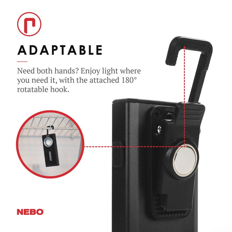 NEBO 500-Lumen LED COB Work Flashlight: Rechargeable Light Equipped with