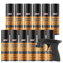 LAUCO Truck Bed Coating Black 15oz Aerosol Spray Can with Aerosol Spray Gun - Pack of 12 - Textured, Suitable For All Truck Beds