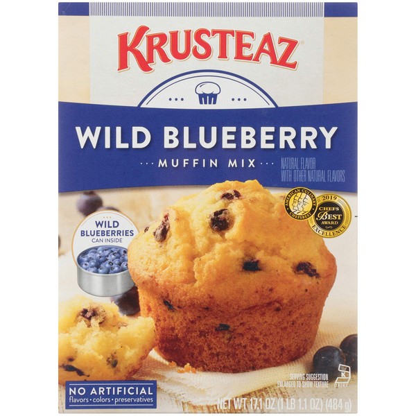 Krusteaz Wild Blueberry Muffin Mix - No Artificial Flavors, Colors or Preservatives - 17.1 OZ (Pack of 2)