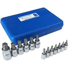 14 Pieces New Combination with Adapter 3/8" 1/4" Drive, Typical 13 Pieces1/2 3/8" 1/4" Drive, Torx Star and Hex Bit Socket Set Cr-V Steel Ratchet Socket Wrench Drive for Hand Tool Blue Kit (13S)