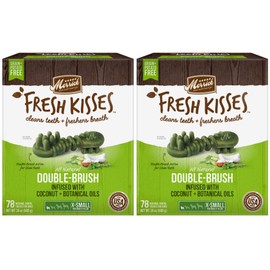 Merrick Fresh Kisses Coconut Oil Double-Brush Dental Treats - X-Small 78 Count - Pack of 2