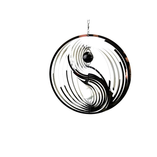 Large Hanging Stainless Steel Garden Wind Spinner Sun Catcher - Ying And Yang