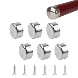 UFURMATE Handrail End Cap, 6 Pieces 45mm Inner Diameter Stainless Steel Round Handrail End Caps Stair Treads Handrail End Cover Handrail Fittings