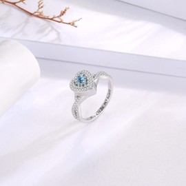 Sariel Teardrop Cremation Ring for Ashes - 925 Sterling Silver Urn Keepake Rings Memorial Jewelry for Women (Heart (Blue), 6)