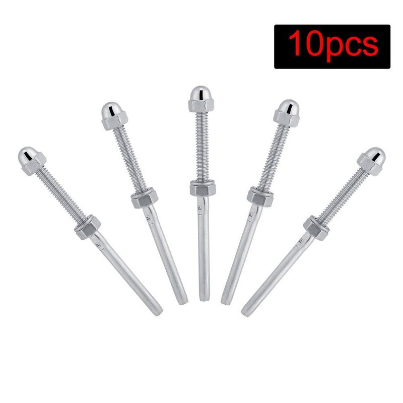 Cafopgrill Threaded Cable Tensioners, 10-Pack Stainless Steel Cable Threaded Terminal