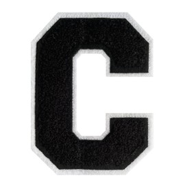 Varsity Letter Patches Black Chenille Letter Patches 4-1/2" Letterman Jacket Patches Iron on Letter Patches for Clothing (Black-C)