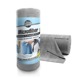 Shine Squad Microfiber Cleaning Towel Roll - 50 Pack (Gray) 12x12 Inch Reusable Cloths for Dust, Kitchen, Bathroom, Cars - Scratch-Free, Lint-Free Cleaning Supplies