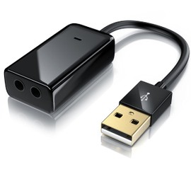 CSL - USB External Sound Card, USB to Jack 3.5 mm 3D Stereo, USB to Audio Adapter, External Sound Card, Compatible with Windows, Linux and Mac, Black