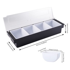 FEOOWV 4-Compartment Condiment Server Caddy Container with Lid, Serving Tray for Fruit,Candy, Dips, Bar Restaurant Supplies,Garnish Organizer Box (1, 4 Compartment)