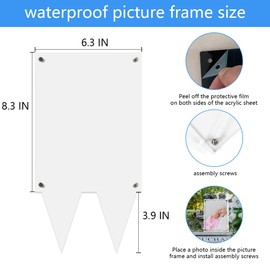 Tikitup 5x7 Waterproof Picture Frame for Grave, Cemetery Decorations for Grave, 1PC Vertical Clear Acrylic Outdoor Weatherproof Memorial Cemetery Picture Frame,Funeral Gifts (1 pc, Clear)