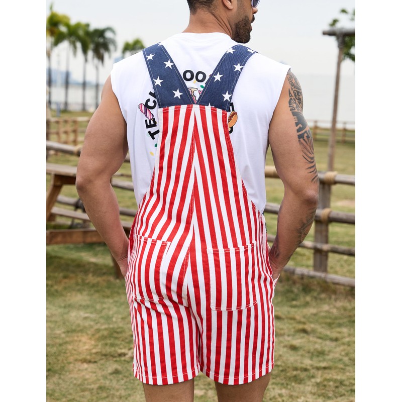 Bindefon American Flag Overalls Men,4th of July Cape,USA Sunglasses,Patriotic Socks,4