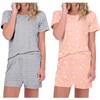 Ekouaer 2 Pack Pajamas Short Sleeve Top with Shorts Sets