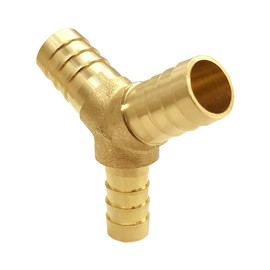 Joywayus 3/8"x 3/8"x 1/4" Barb Reducer, Brass Reducing Y 3-way Union Hose Fitting Intersection/Split Water/Fuel/Air