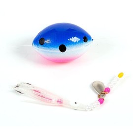 FLADEN Floating 2-Hook Flatfish Rig with Boom, Lead-Free Weight in 80g, 100g and 130g, with Spinner Blades and Attractors (100g - Blue/White/Pink)