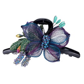 Copper Wire Hair Claw Clips for Women - Hand-woven High-level design Hair Clips Rhinestones Butterfly Hair Claw Barrettes for Ladies Thick Thin Hair Elegant Flower Hair Accessories (Blue)