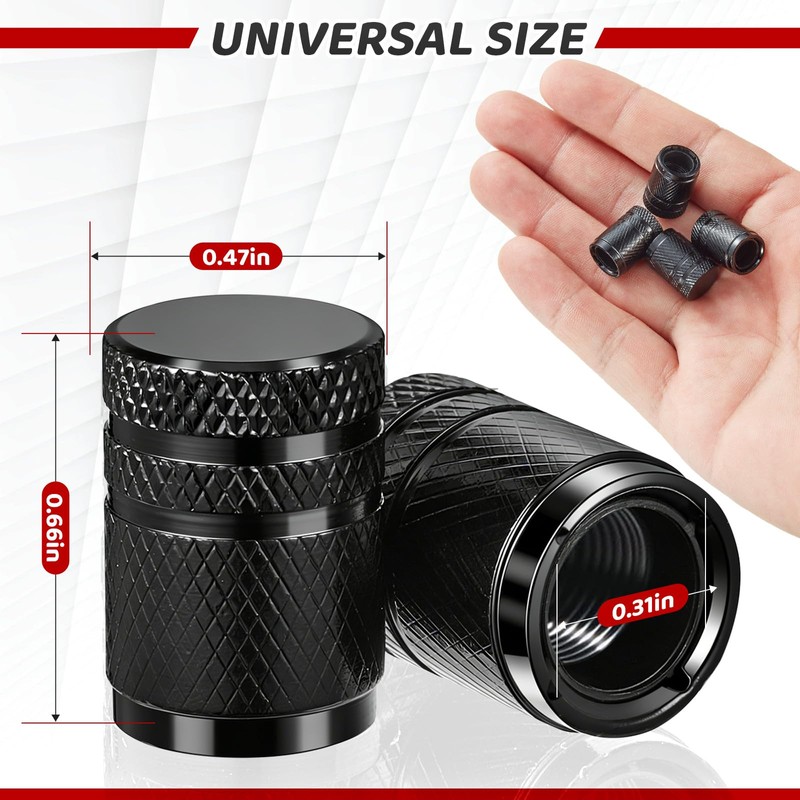8PCS Tire Valve Stem Caps, Anodized Aluminum Corrosion Resistant Leak-Proof