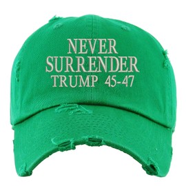 ALLNTRENDS Never Surrender Trump Embroidered Dad Hat USA Adjustable Cap (Irish Green)