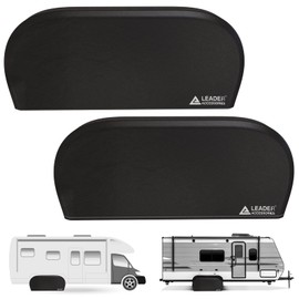 Leader Accessories Double Axle RV tire Cover Fits Diameter 30"-32", Dual Axle Wheel Covers for Camper, Truck, Trailer, Waterproof, 2pcs/Pack, Black