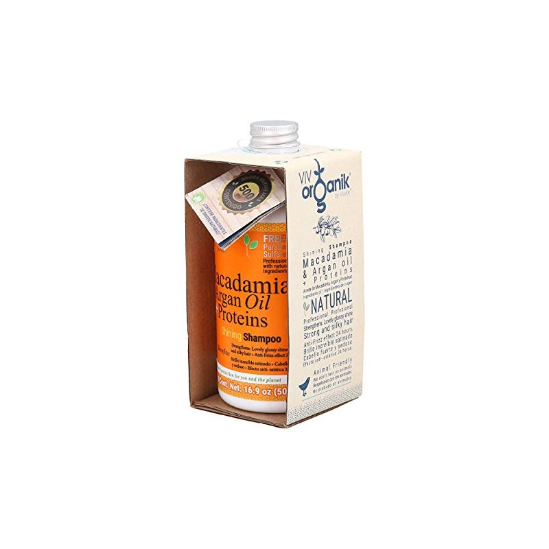 Shampoo shining (500 ml) con macadamia, argan oil y proteinas