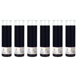 Mega Candles 6 pcs Unscented Black 7 Day Devotional Prayer Glass Container Candle, Premium Palm Wax Candles 2 Inch x 8 Inch, Ideal for Sanctuary, Vigils, Prayers, Blessing, Religious & Remembrance