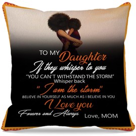 GICHUGI Daughter Themed 18″×18″to My Daughter Inspirational Daughter Decorative Throw Pillow Case for Home Living Room Girls Room Decor,Daughter Gifts from Mother Mom