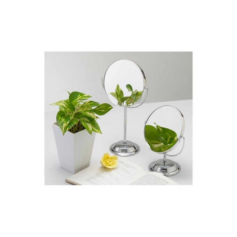 メリー ロングステム 約2倍拡大鏡付卓上ミラー シルバー 6860