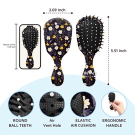 Miwasion Mini Hair Brush,Cute Detangling Travel Brush,Ultra-Soft Bristles Glide Through Tangles with Ease,Ease for Girls,Kids,Women,Men,Wet & Dry All Hair Types (X11-Yellow White Daisy)