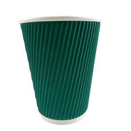 Heyiwell 50 PC Paper Coffee Cups,12 OZ Green Insulated Ripple Wall Paper Coffee Cups Suitable for Cold/Hot Coffee, Chocolate, Juice or Tea