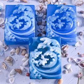 SIQINZONGWA Ocean Wave Soap Molds, Sea Wave Silicone Soap Molds for Rectangle Nautical Wave Swirls Pattern Soap DIY Homemade Craft Soap Candle Making