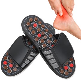 Pantuflas de Fascitis Plantar para Mujer, Zapatillas de Masaje, Reflexología de Pies, Sandalias de Acupresión, Alivia el Dolor para Pies, Piernas, Dolor de Talón, Dolor de Espalda (Rojo Marrón 40-41)
