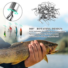 Amaxiu Fishing Snap Swivels, Pack of 25 High-Strength Swivel Fishing Tackle Rolling Barrel Swivel Snaps Stainless Steel Corrosion-Resistant Connector for Saltwater and Freshwater (L-44lb/20kg)
