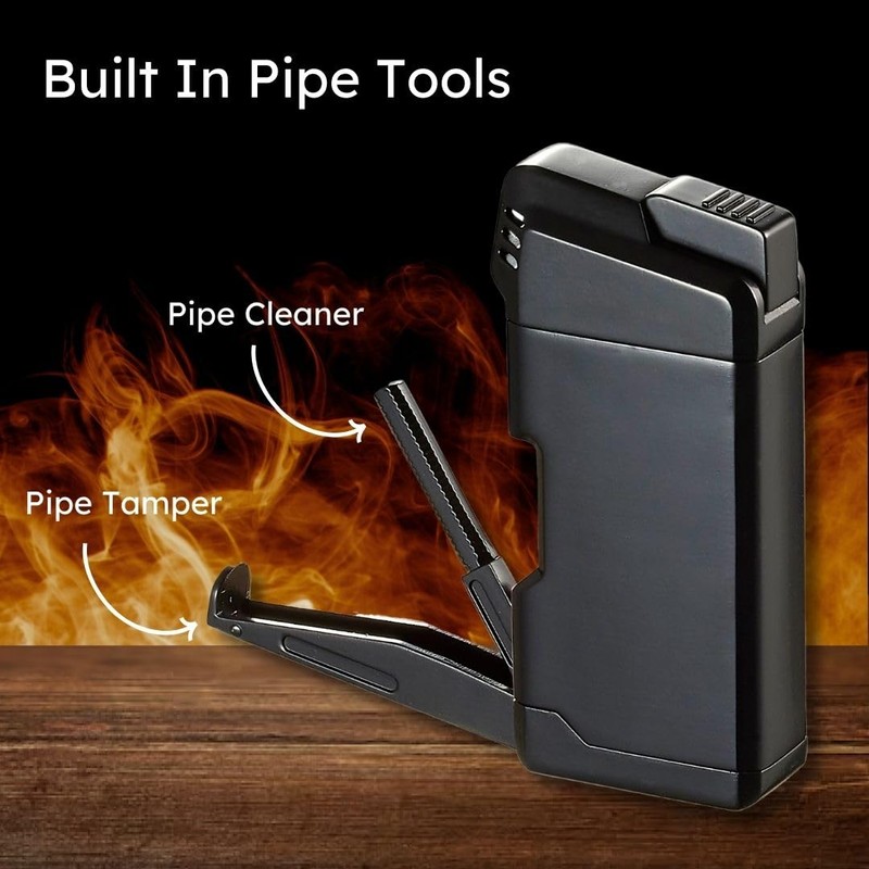 Visol Epirus Soft Flame Refillable Gas Lighter, Built-in Pipe Tools,